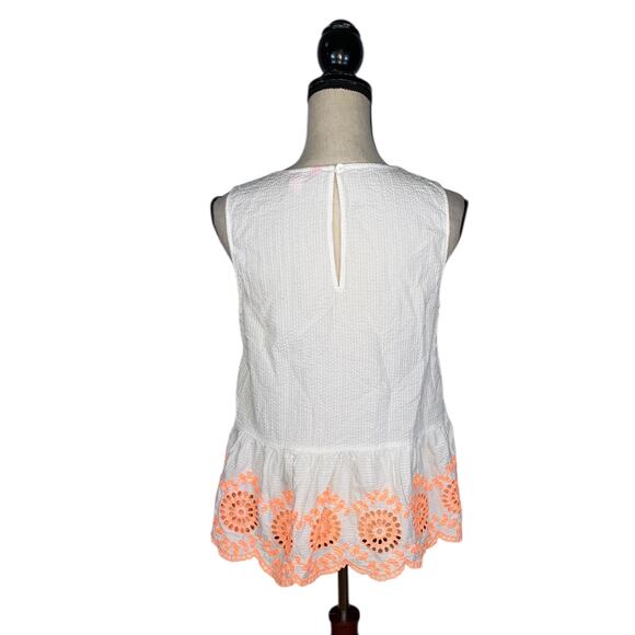 Lilly Pulitzer Lilliana Embroidered Seersucker Top in Cantaloupe.     Size: M - Picture 5 of 6